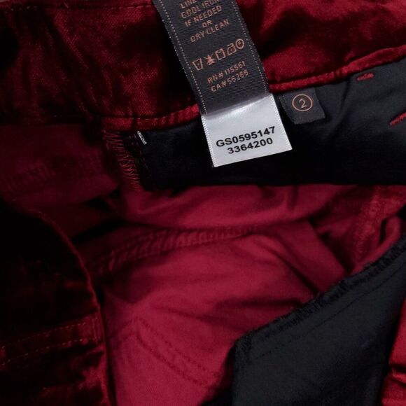 Jen7 by 7 For All Mankind Women's Velvet Ankle Skinny Pants Size 2 Red - Picture 8 of 12